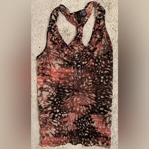 FIRE LOS ANGELES red black semi sheer sleeveless shirt top blouse XL extra large